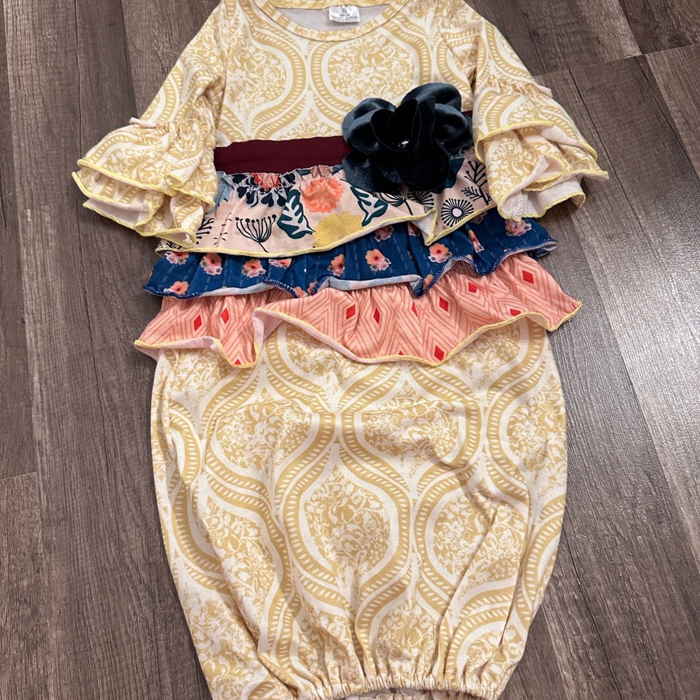 💛Ruffle Baby Gown - Yellow, Blue, Pink💛